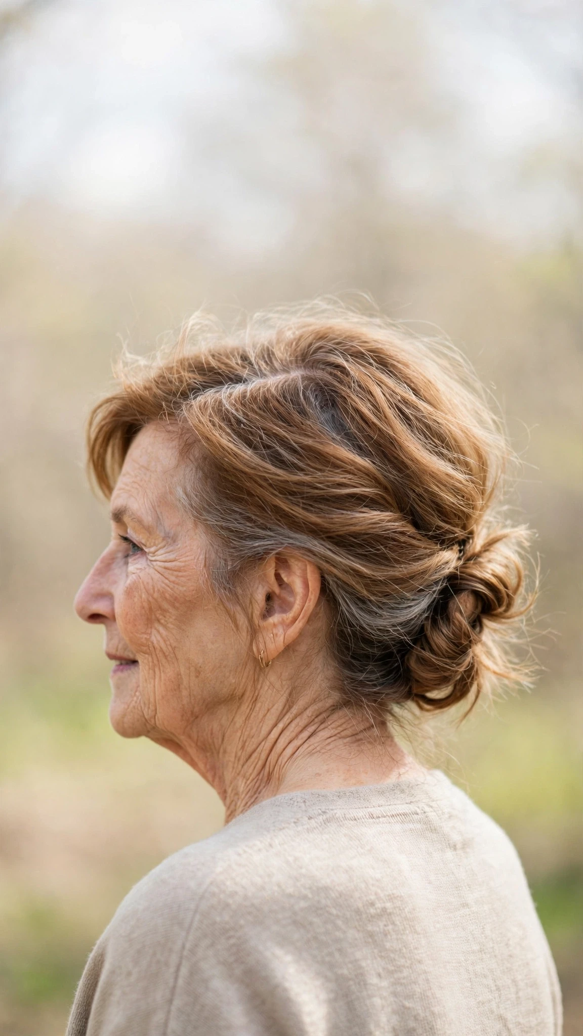 Effortless Spring Updos With A Simple Low Twist With Gentle Tousled Texture, A Deep Side Part And Warm Caramel Tones