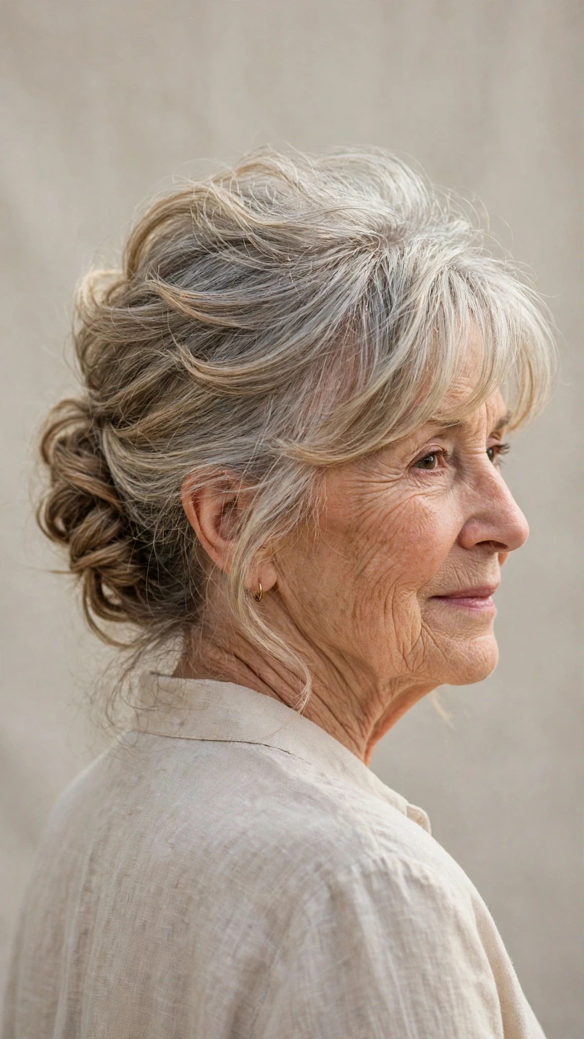 Effortless Spring Updos With A Simple Low Twist With Bouncy Volume At The Roots, A Soft Side-Swept Fringe And Sunlit Dimension