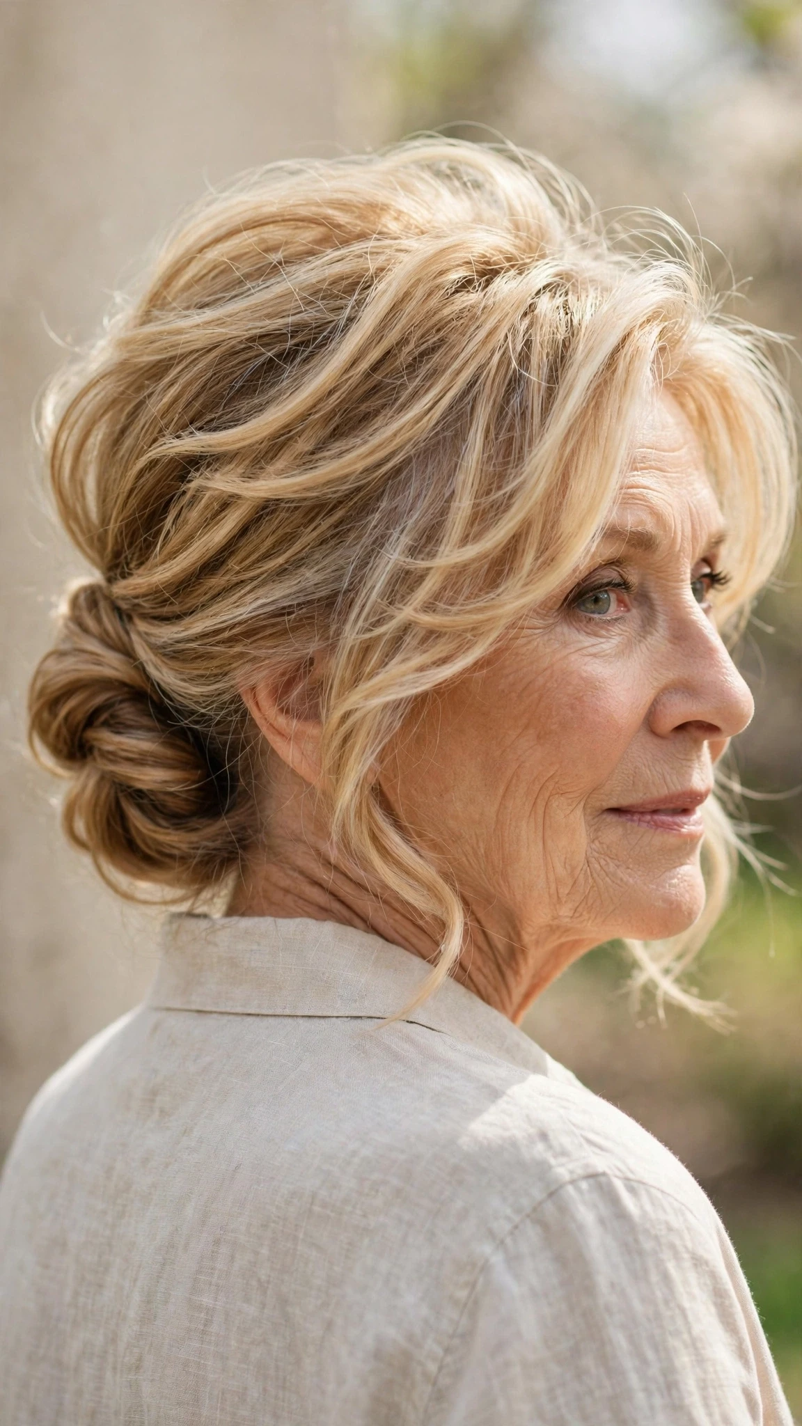 Effortless Spring Updos With A Simple Low Twist With Bouncy Volume At The Roots, Face-Framing Layers And Honey Blonde Shine