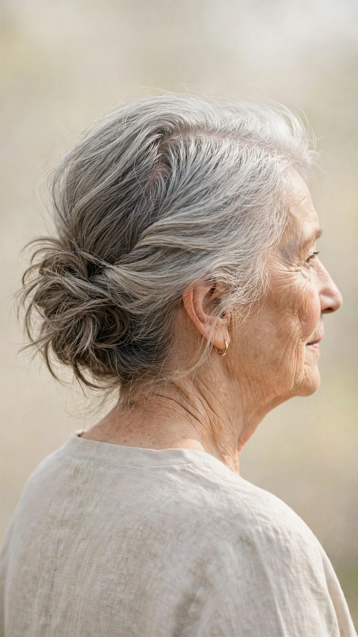 Effortless Spring Updos With A Simple Low Twist With Gentle Tousled Texture, A Deep Side Part And A Glossy Shine Finish