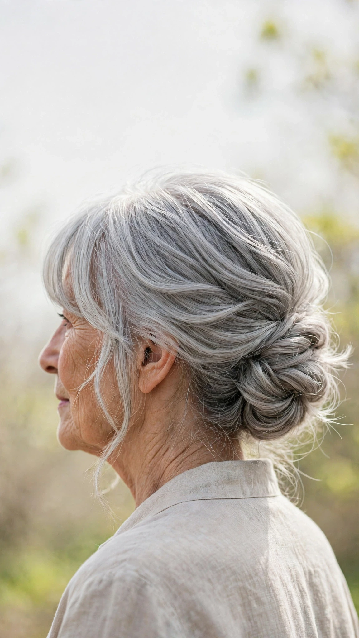 Effortless Spring Updos With A Simple Low Twist With Airy Feathered Movement, Curtain Pieces And Cool Ash Softness