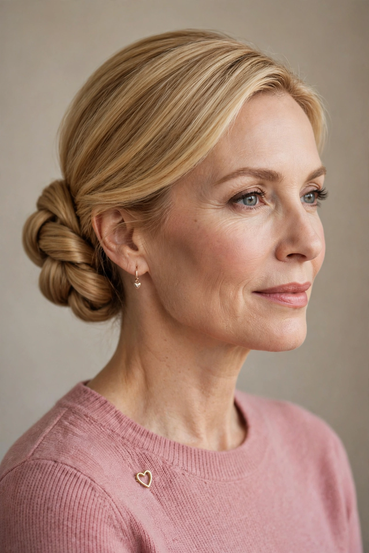 elegant twisted bun in honey blonde with polished finish