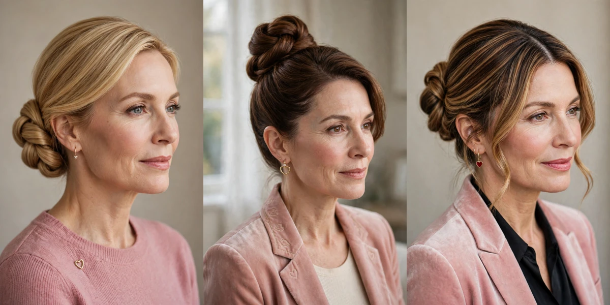 25 Elegant Valentine Updos for Women Over 40 with a Twisted Bun That Look Polished All Evening