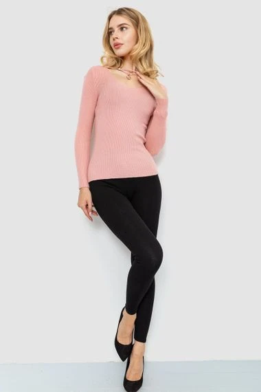 40 Women in Their 20s Pink Sweater Outfits for Valentine Weekends That Are Chic, Romantic and Elegant 4 Dusty Pink Fitted Sweater with black block-heel pumps