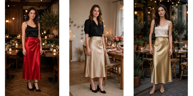 18 Women in Their 20s Satin Skirt Outfits for Valentine Nights That Are Chic, Romantic and Elegant