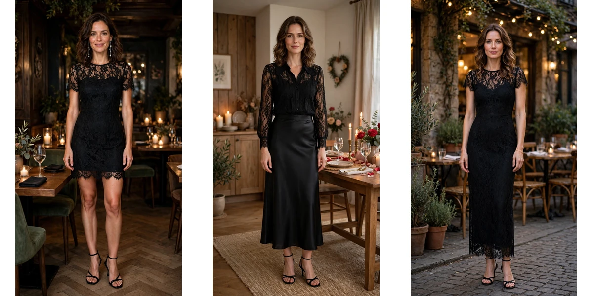 18 Women in Their 30s Black Lace Outfits for Valentine Nights That Are Chic, Romantic and Elegant