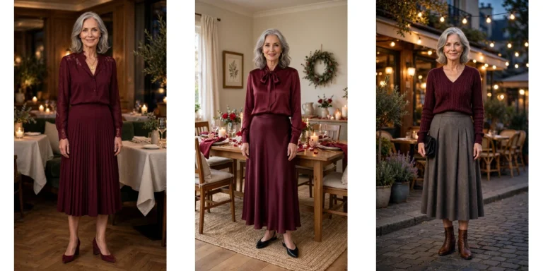 40 Women Over 60 Red Blouse and Skirt Outfits for Valentine Lunches That Are Chic, Romantic and Elegant