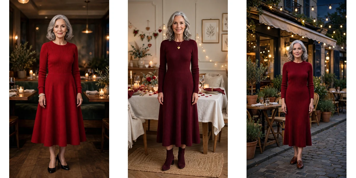 18 Women Over 60 Red Knit Dress Outfits for February Weekends That Are Chic, Romantic and Elegant