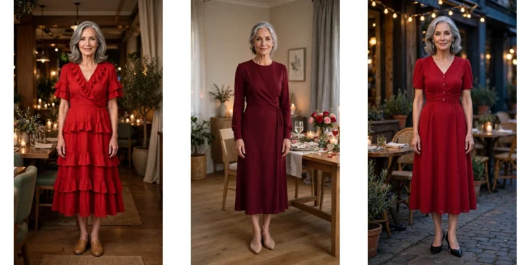 20 Women Over 60 Red Midi Dress Outfits for Valentine Parties That Are Chic, Romantic and Elegant
