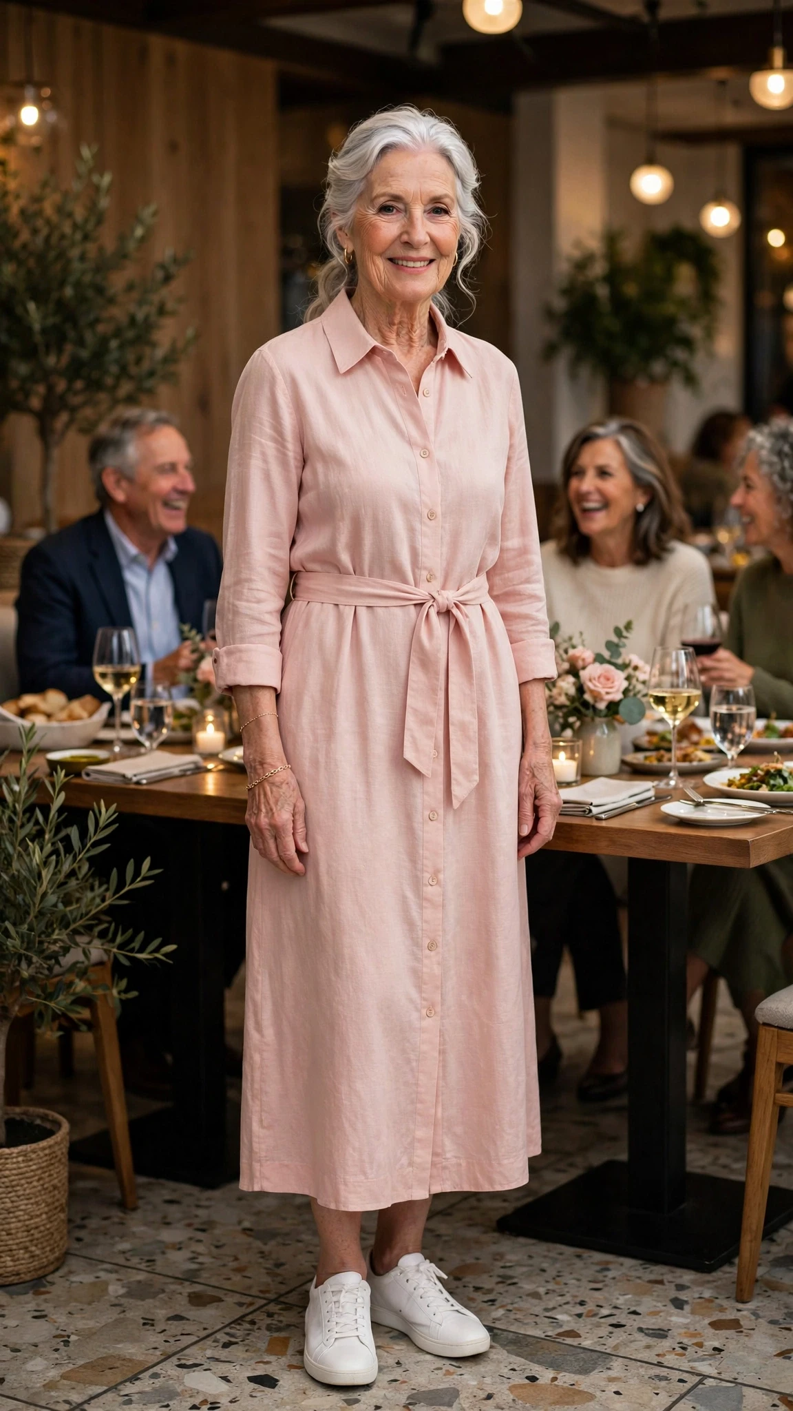 Blush Pink Shirt Dress with a delicate gold bracelet