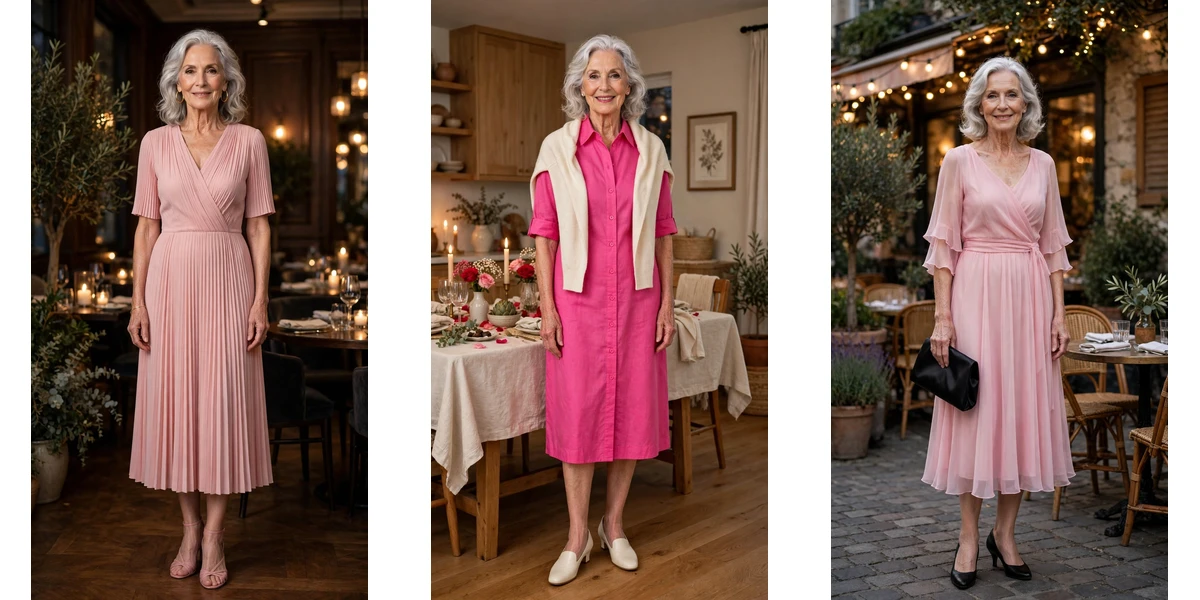 30 Women Over 70 Pink Dress Outfits for February Dates That Are Chic, Romantic and Elegant