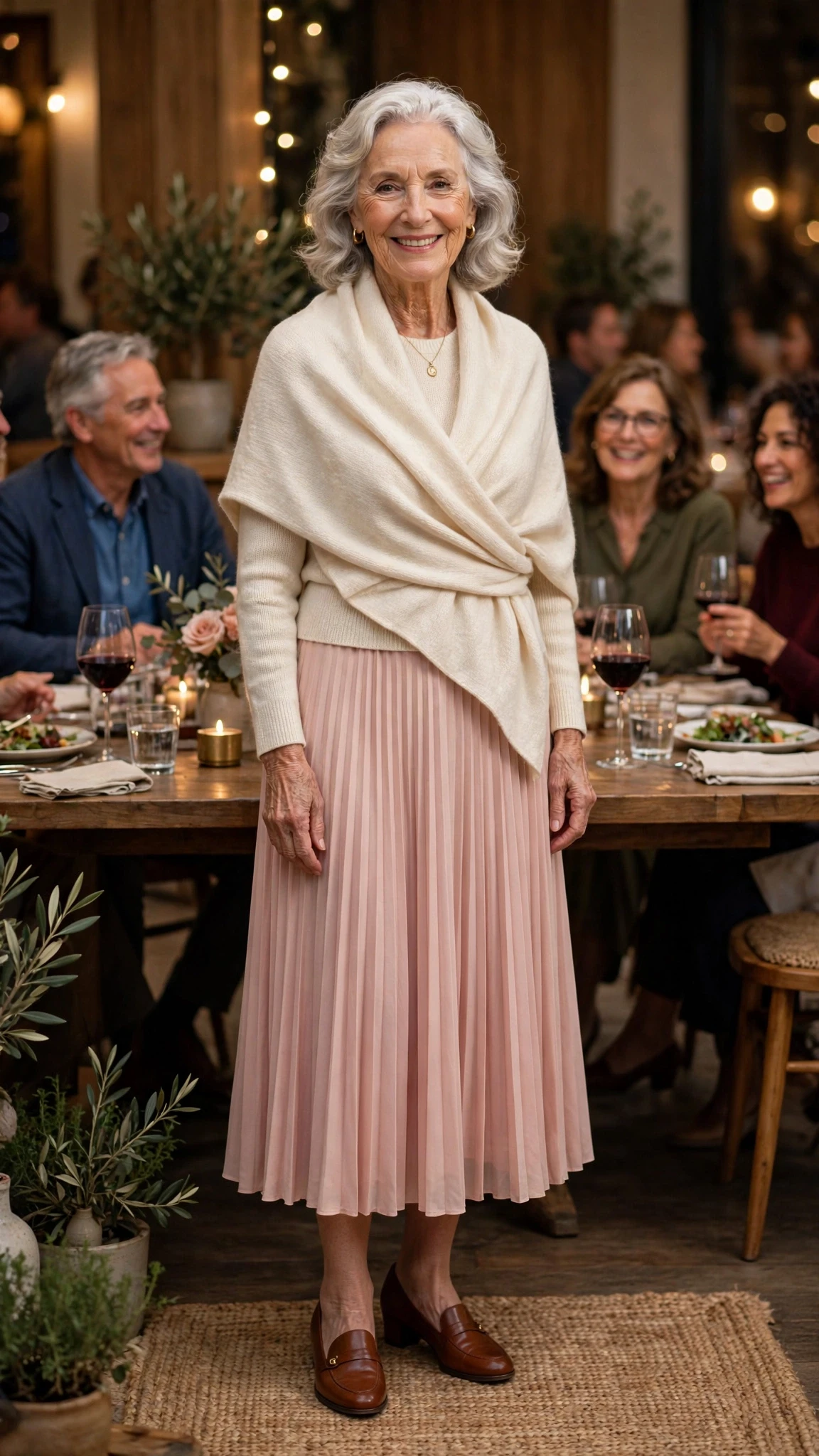 Blush Pink Midi Skirt with a cream wrap