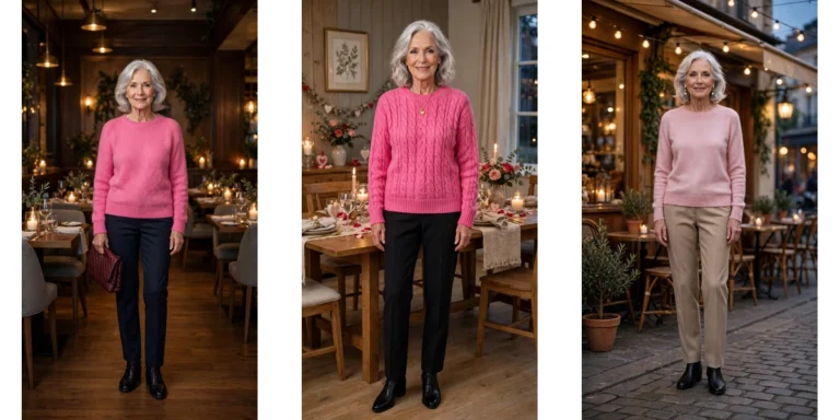 25 Women Over 70 Pink Sweater Outfits for Valentine Weekends That Are Chic, Romantic and Elegant