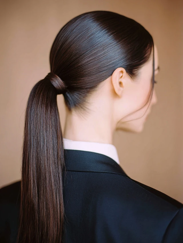 Frizz-Free Office Glass Hair With A Neat Part