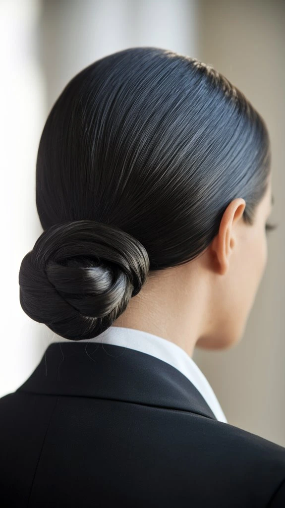 Frizz-Free Office Glass Hair With A Low Bun Finish