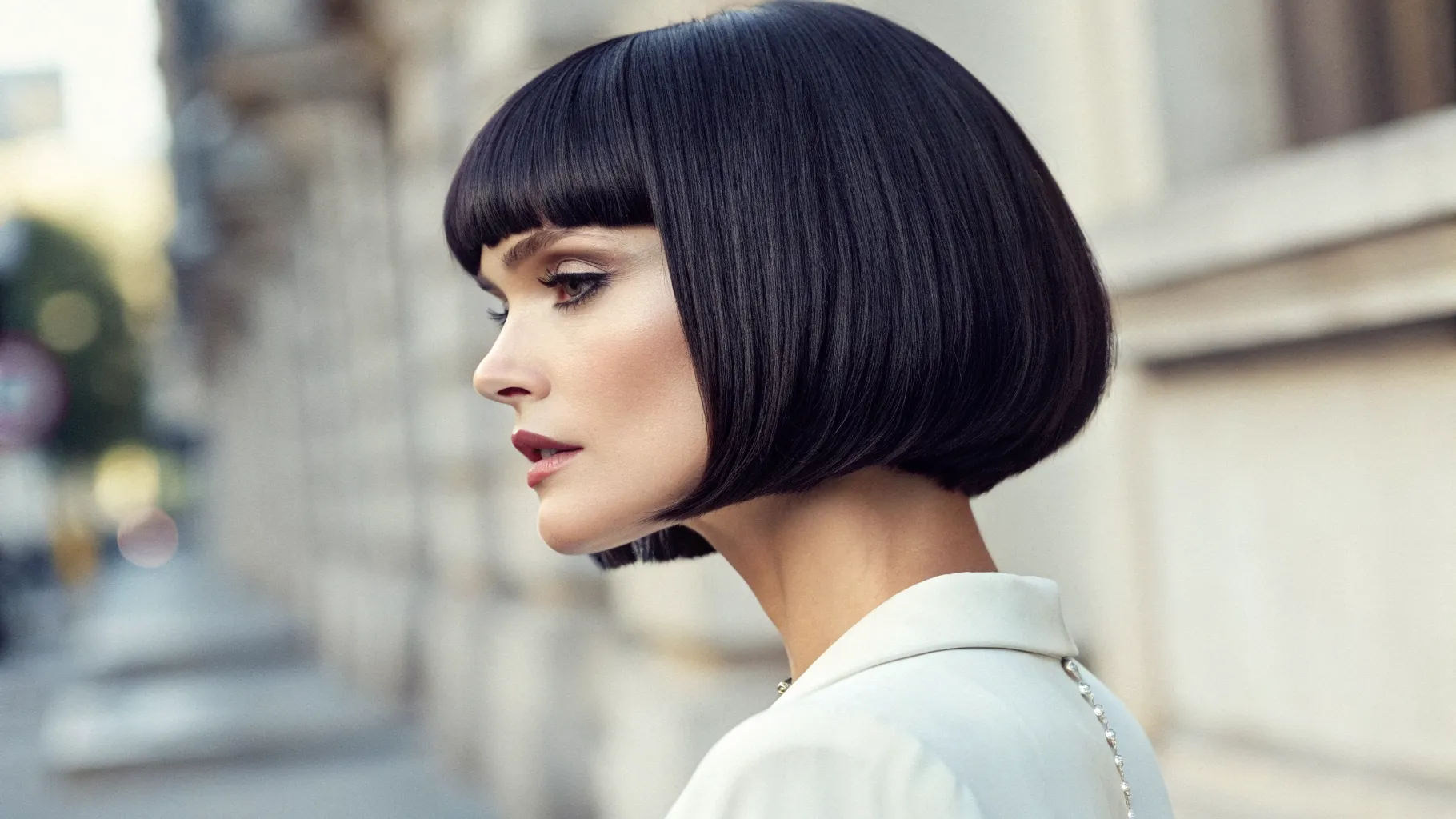 18 Glass Hair Hairstyles For Women In Their 30s With A Blunt Bob And Sleek Finish That Are Sleek, Shiny and Polished 5 Blunt Glass Bob With Tucked Ends