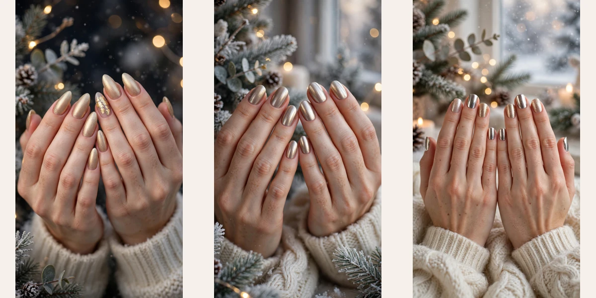 38 gold foil winter nail art for festive evenings
