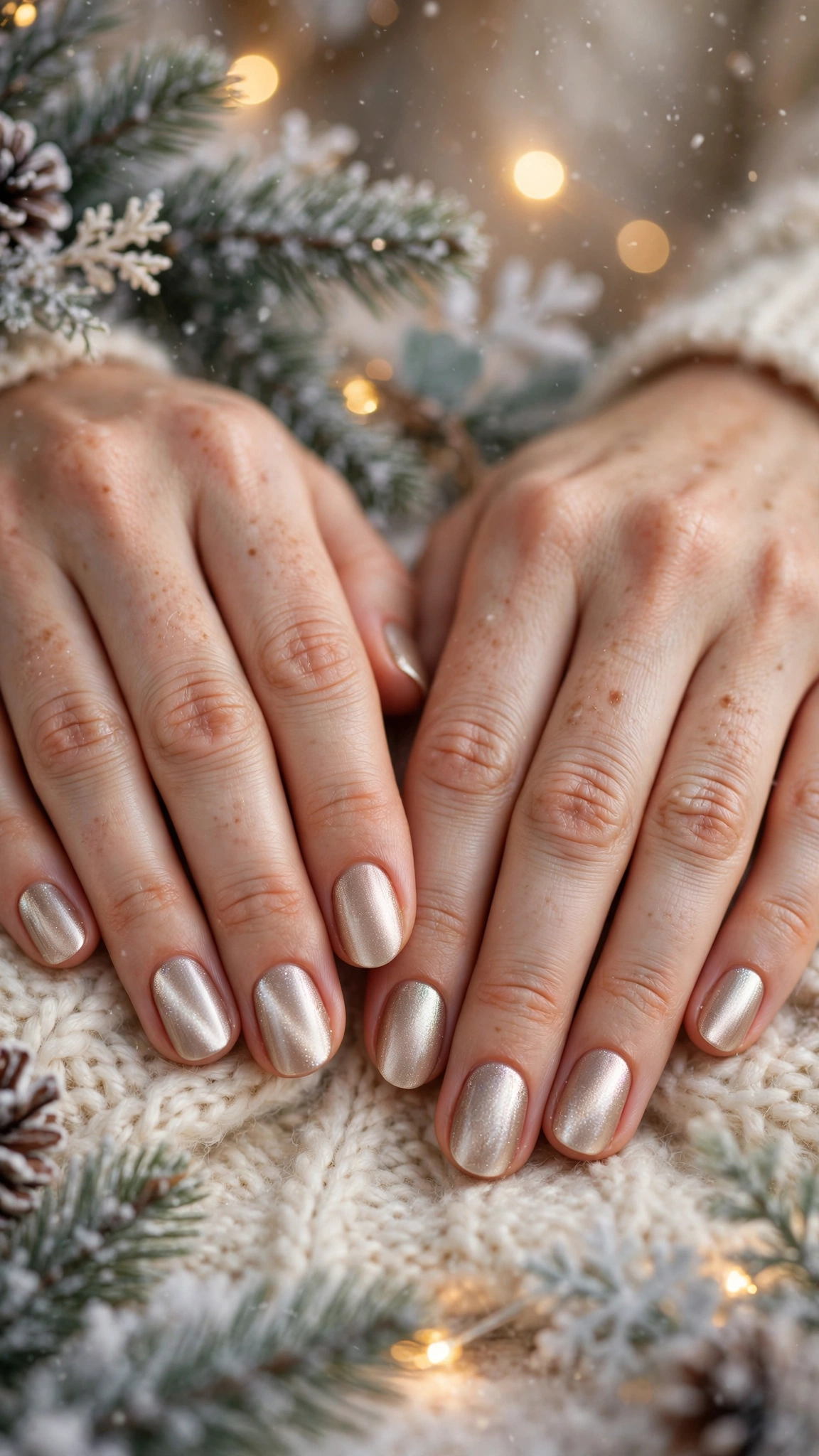 18 Gold leaf accent nails for winter weddings That Are Chic, Festive and Elegant 4 Gold Leaf Accent Nails For Winter Weddings On Short Oval Nails With A Satin Chrome Effect And A Champagne Shimmer Accent