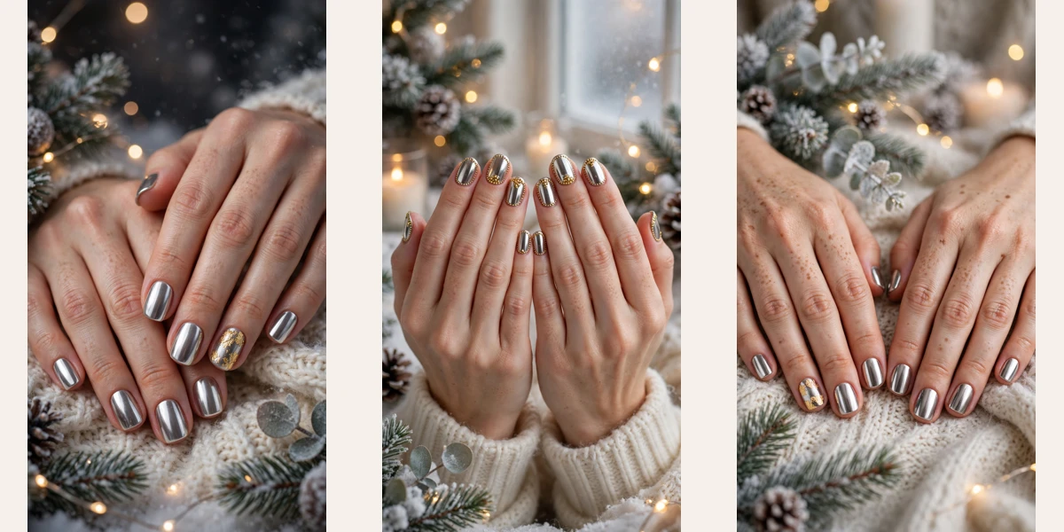 18 gold leaf accent nails for winter weddings