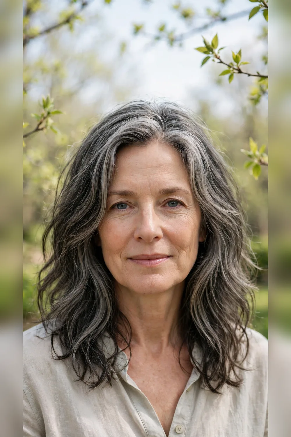 Grey Blending Hair Colour With a Long Front