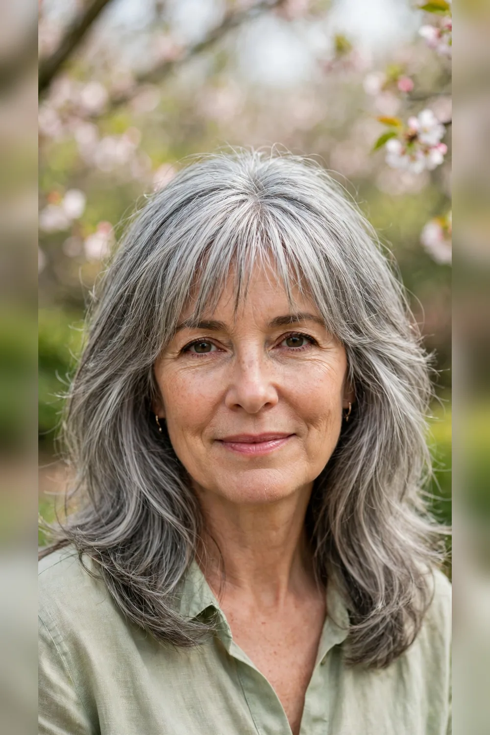 Grey Blending Hair Colour With a Piecey Fringe