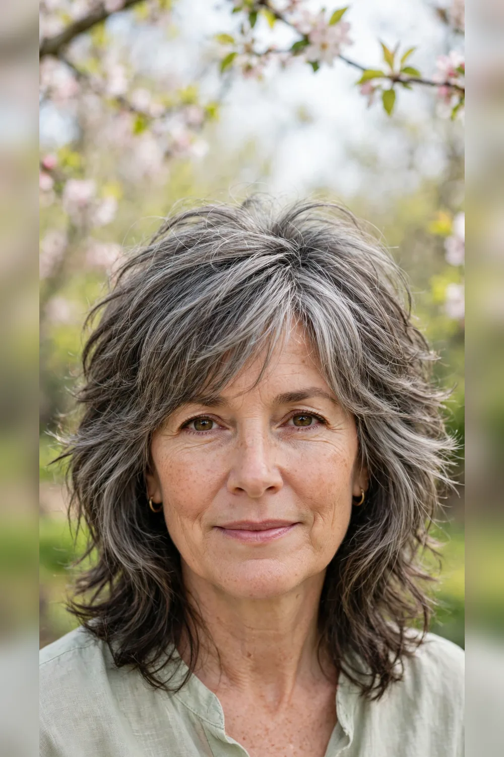 Grey Blending Hair Colour With a Shag Finish