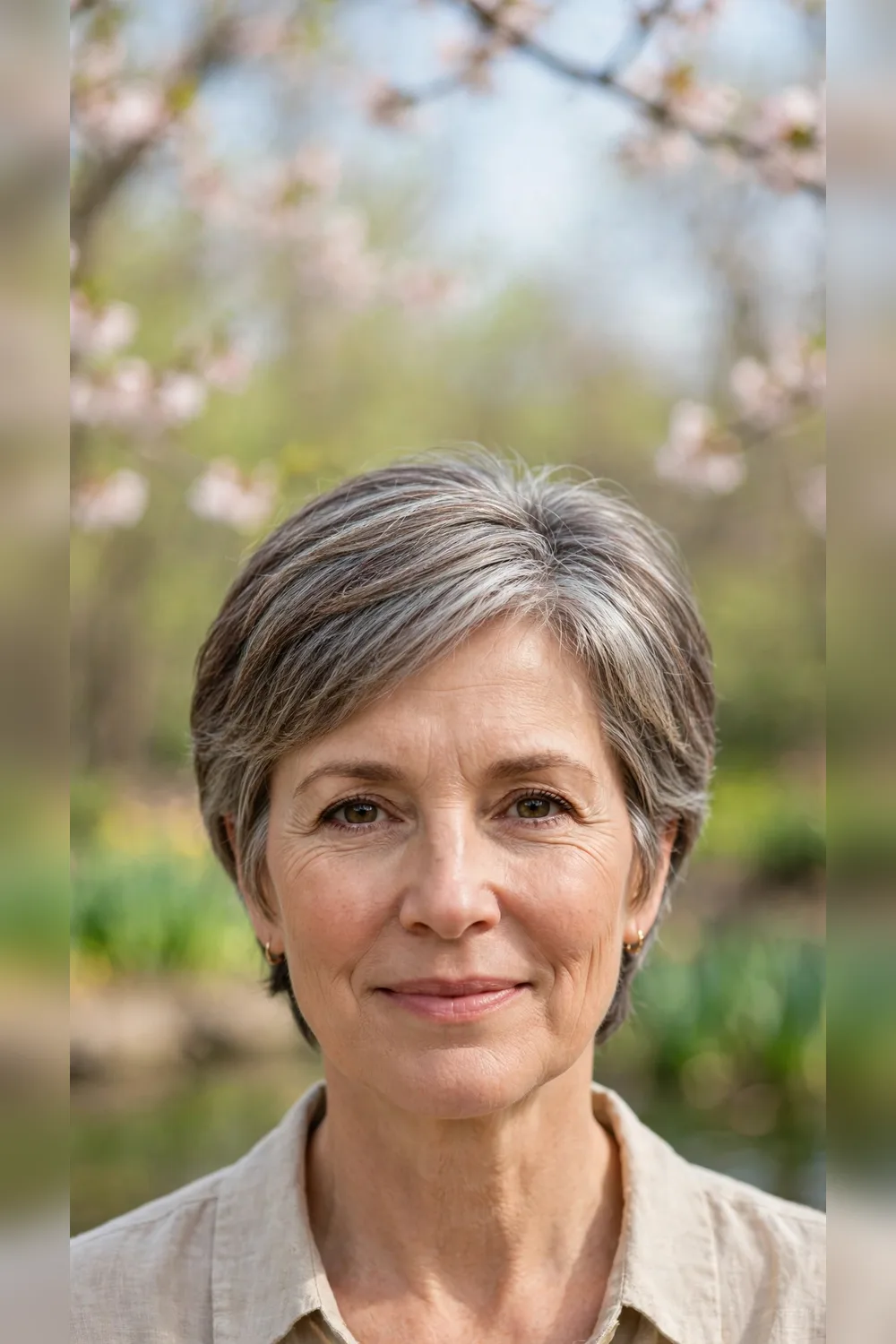 Grey Blending Hair Colour With a Short Back