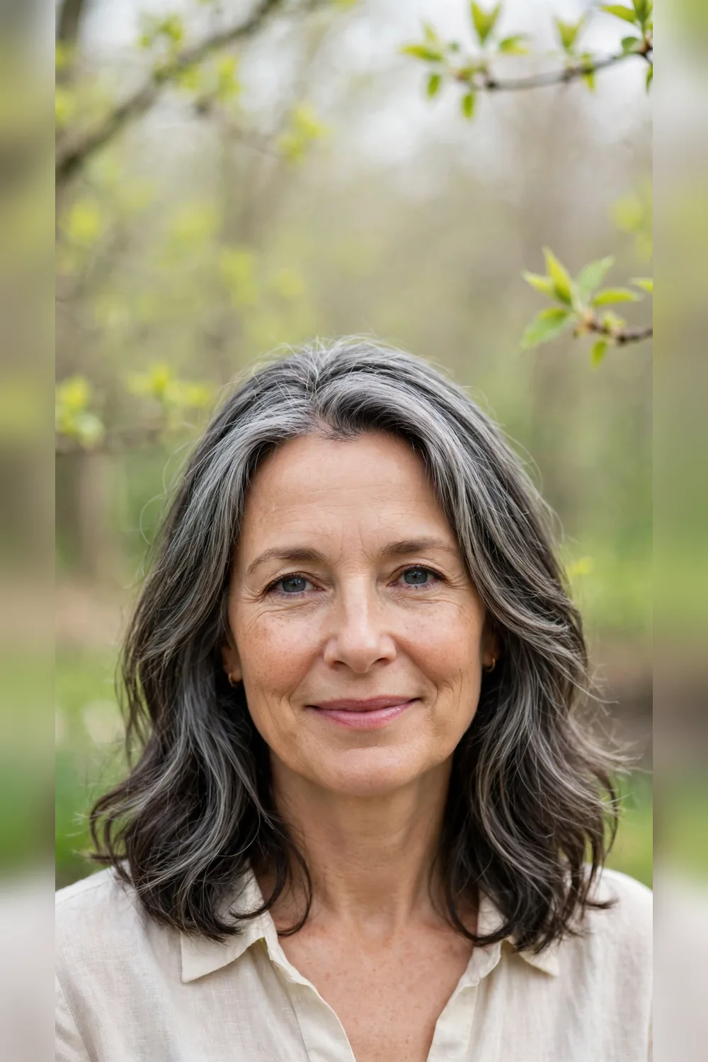 Grey Blending Hair Colour With a Collarbone Length