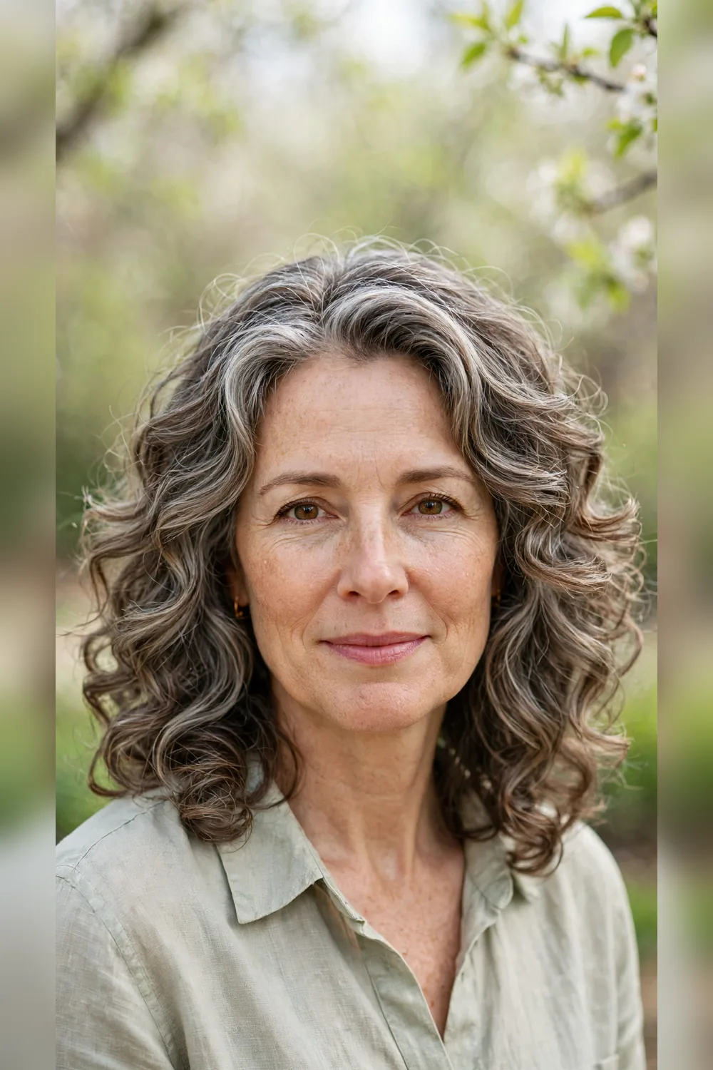 Grey Blending Hair Colour With Soft Curls