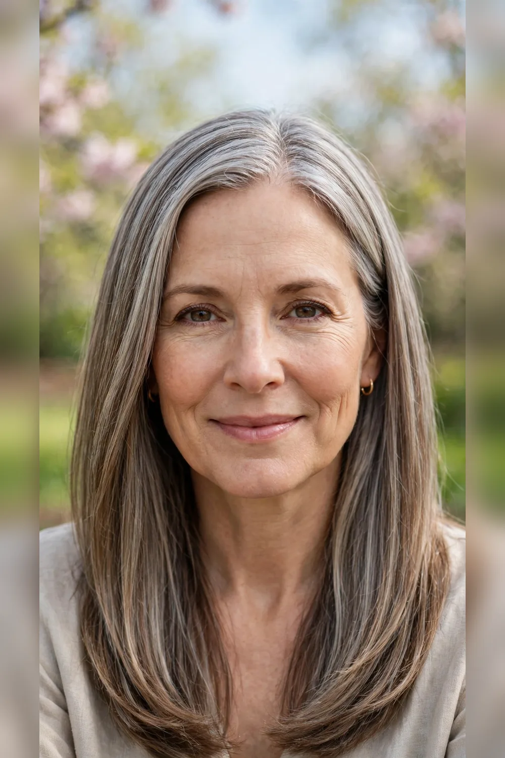 Grey Blending Hair Colour With a Sleek Straight Finish