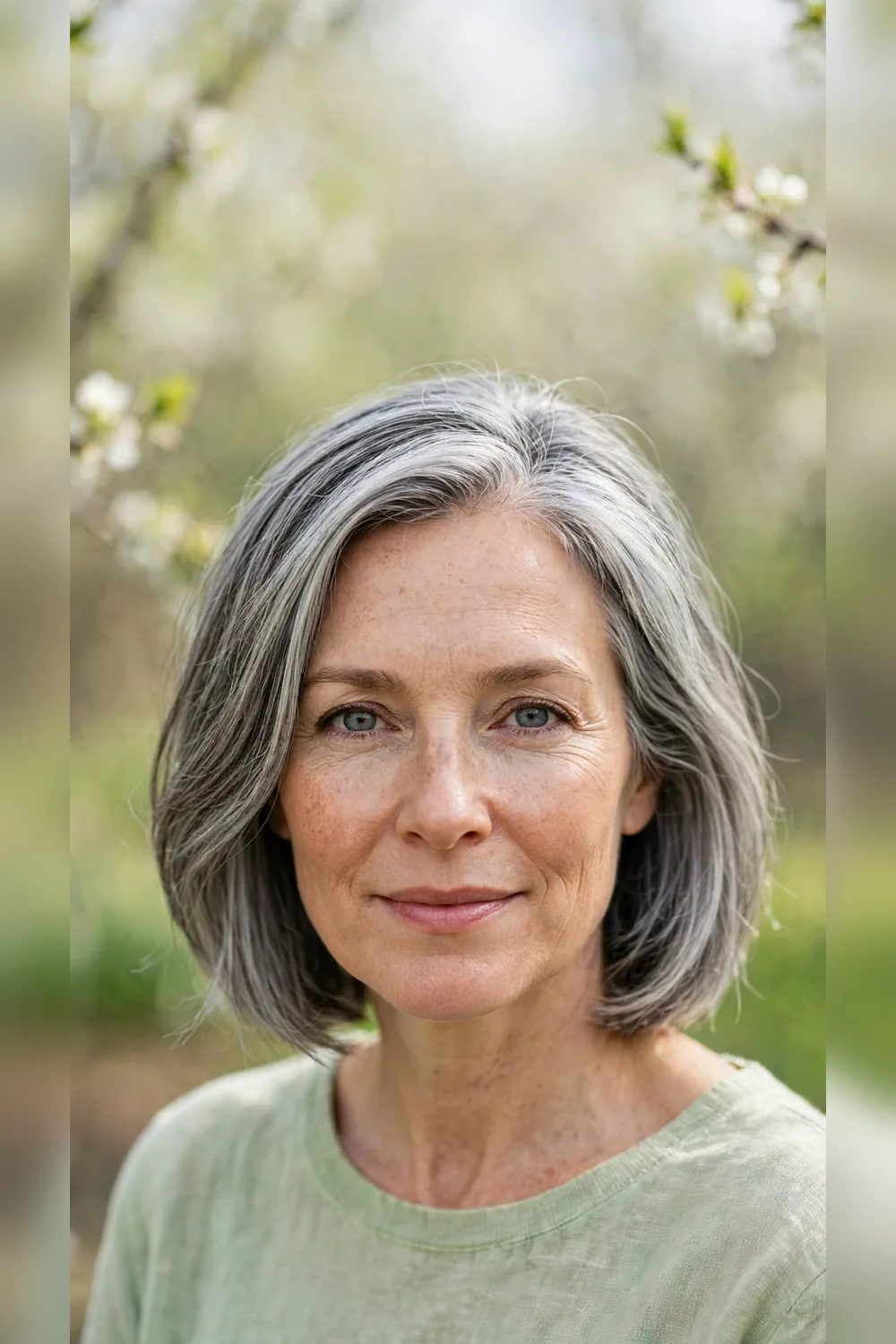 Grey Blending Hair Colour With a Tapered Neckline