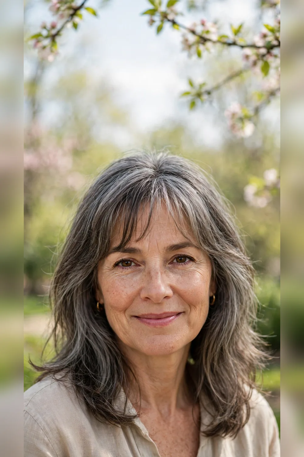 Grey Blending Hairstyles With Soft Bangs