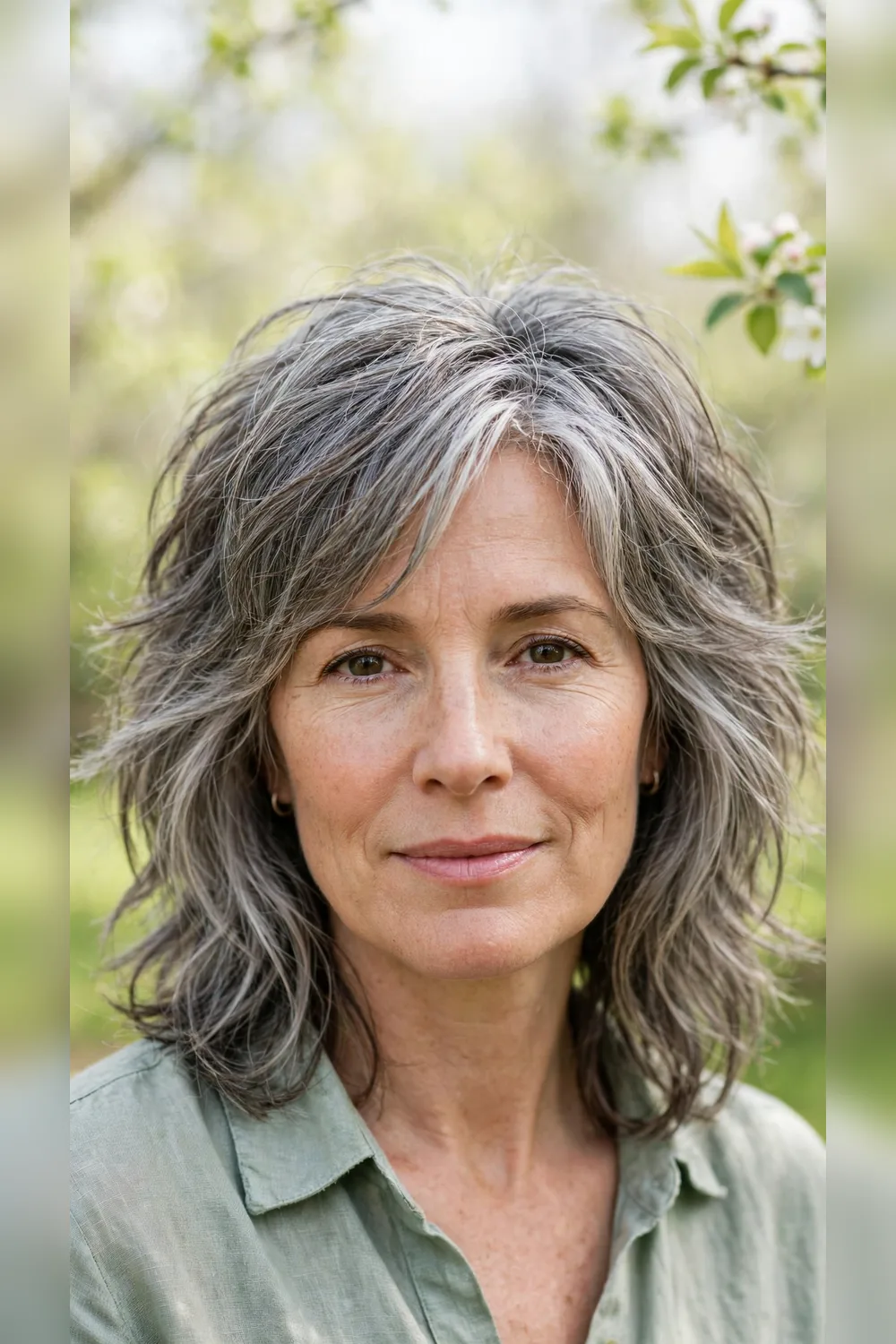 Grey Blending Hairstyles With a Shaggy Edge