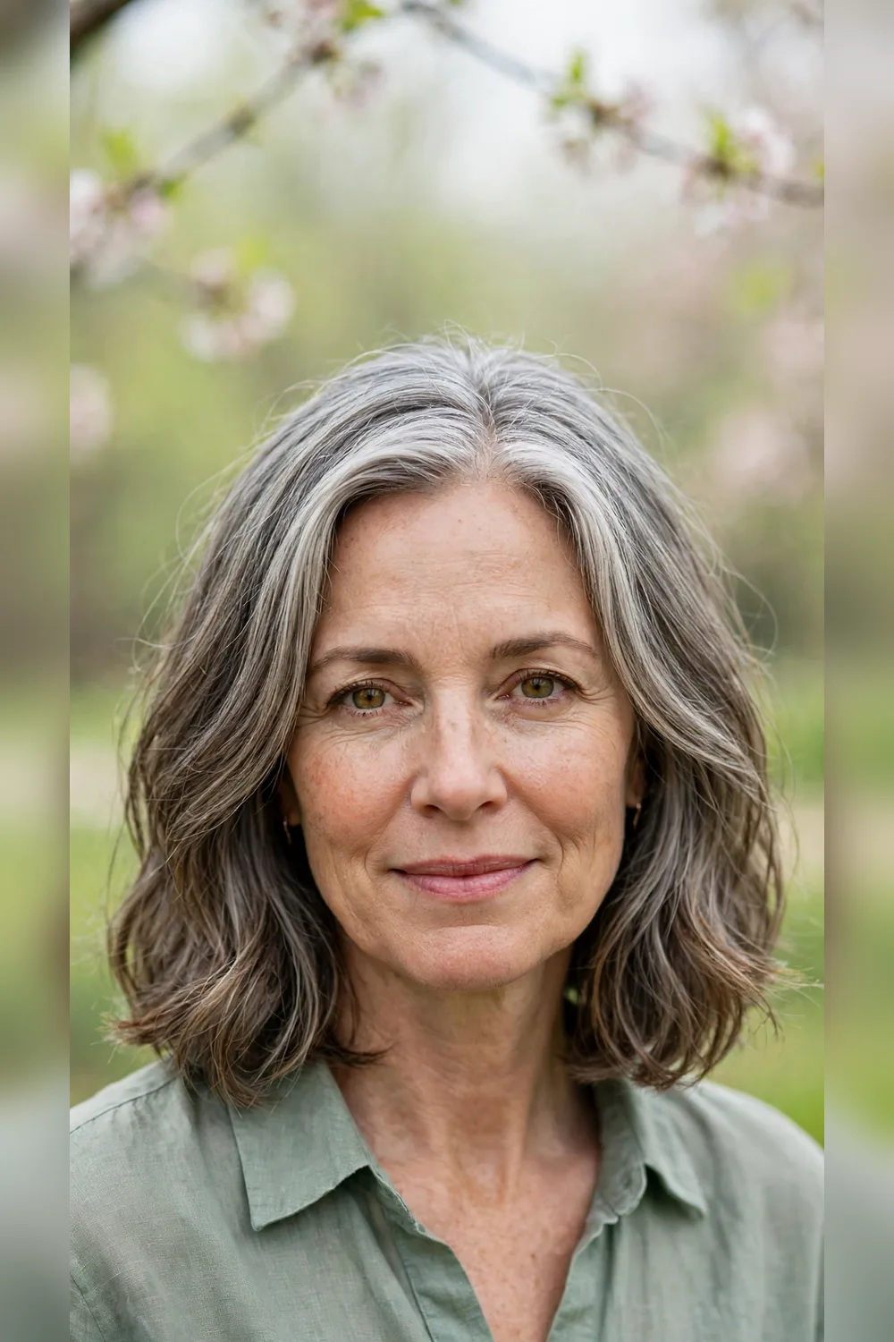 Grey Blending Hairstyles With a Lob Finish