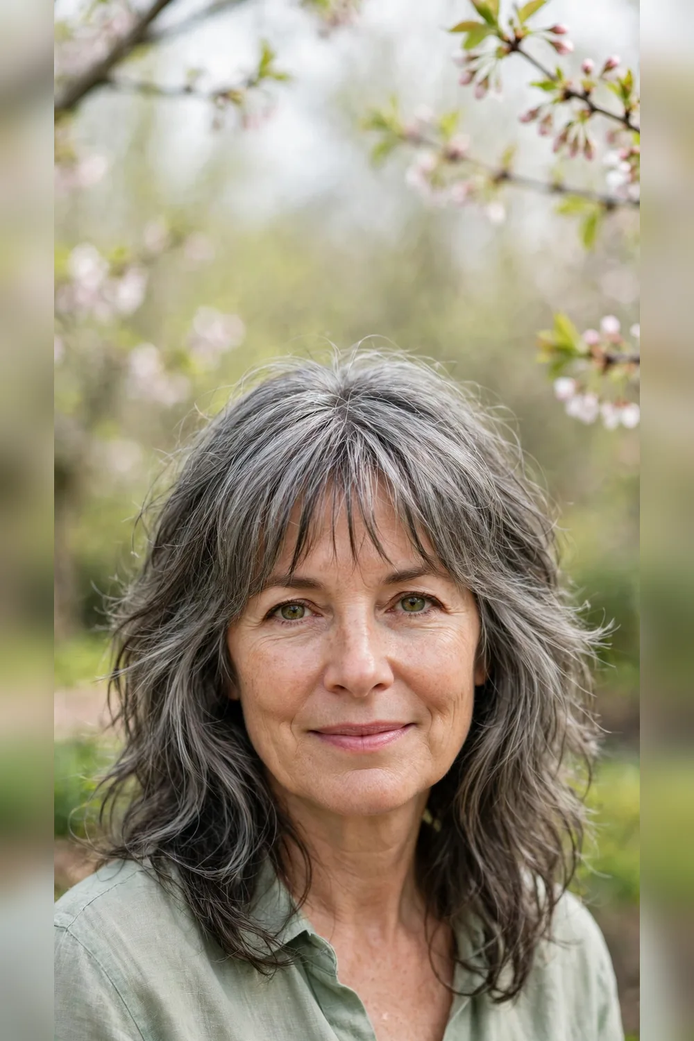 Grey Blending Hairstyles With a Piecey Fringe