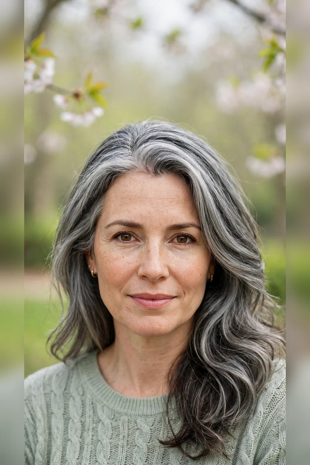 Grey Blending Hairstyles With a Deep Side Part