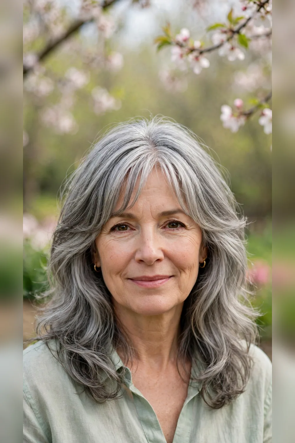 Grey Blending Hairstyles With Curtain Layers