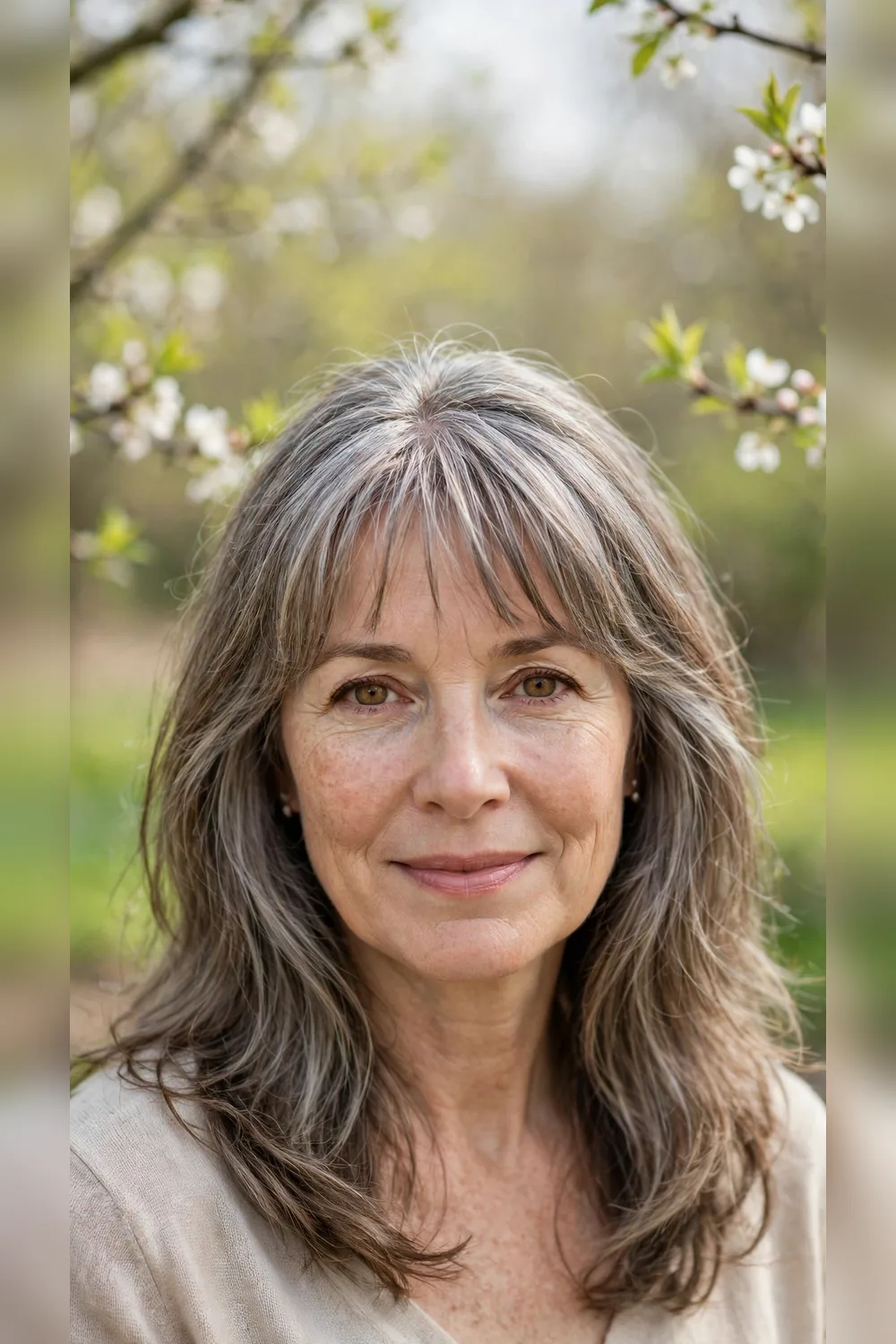 Grey Blending Hairstyles With Soft Bangs