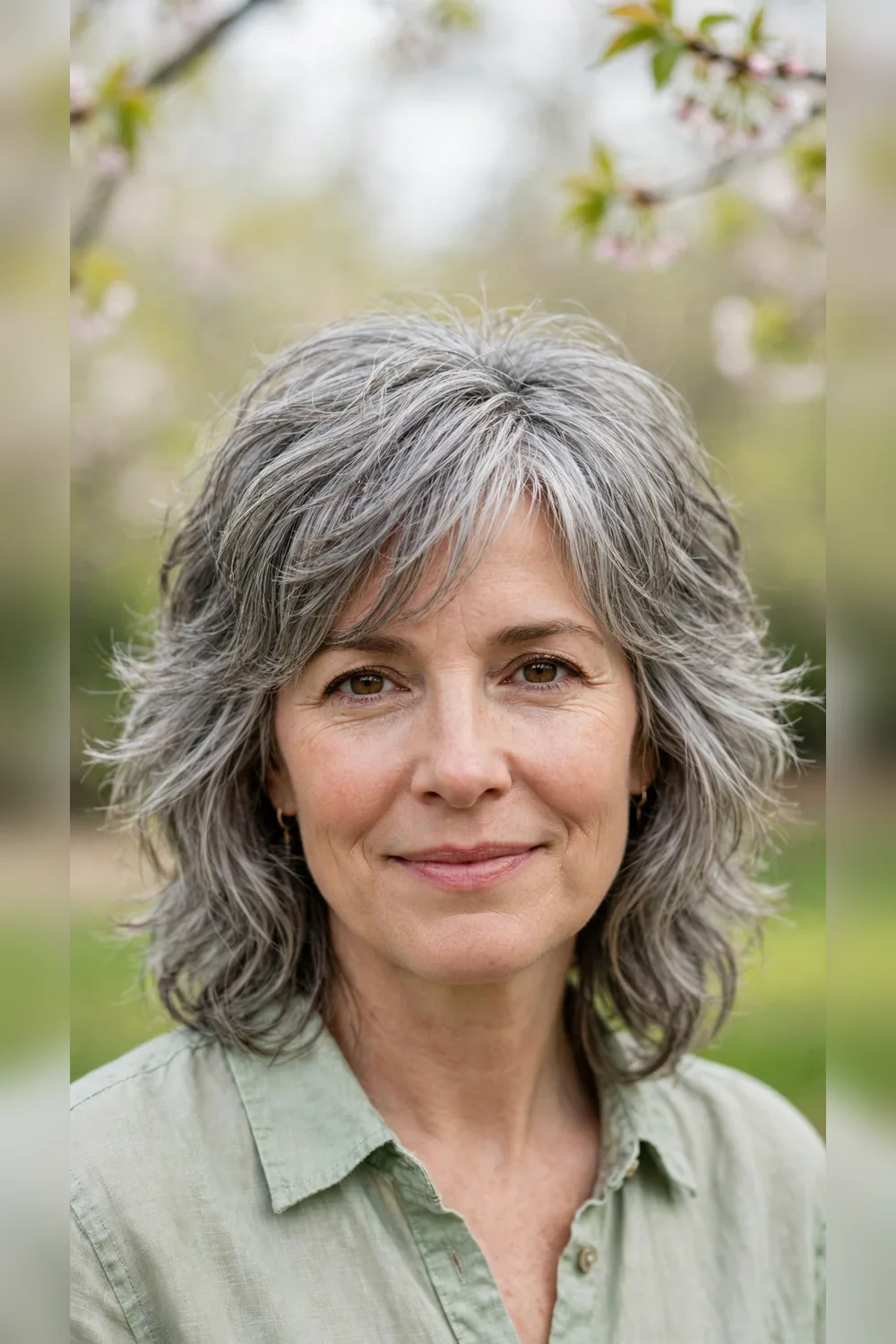 Grey Blending Hairstyles With a Shag Finish
