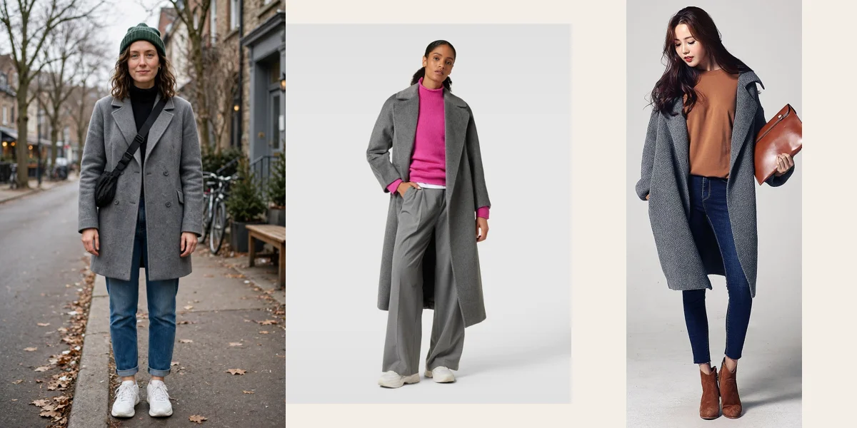 22 Grey Wool Coat Outfits for Winter Weekends That Are Chic, Warm and Elegant featured