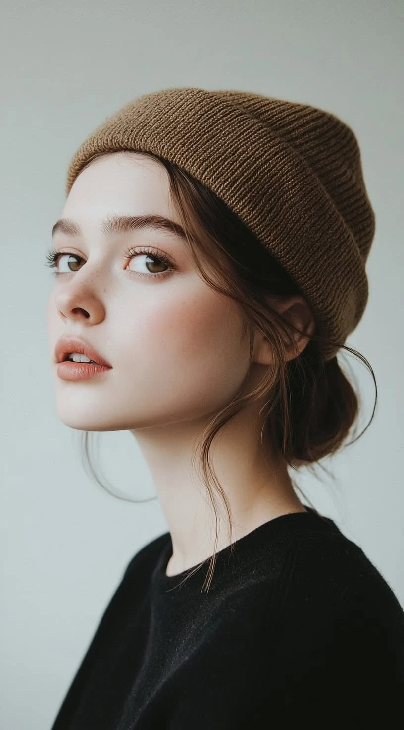 25 Hat Proof Low Bun Hairstyles That Survive a Winter Beanie 5 25 Hat Proof Low Bun Hairstyles That Survive a Winter Beanie - Idea 4 (original size)
