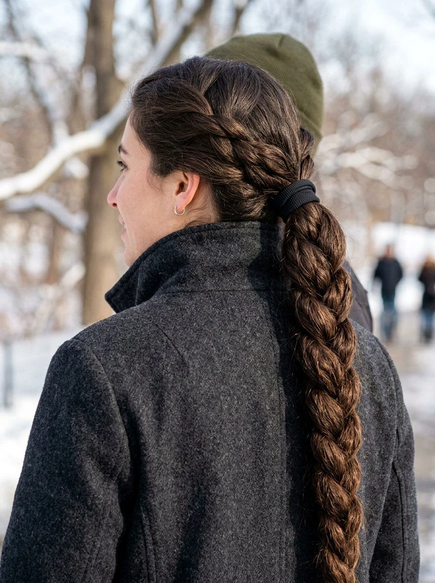 30 Hat Proof Low Ponytail Hairstyles for Winter Walks - Idea 12