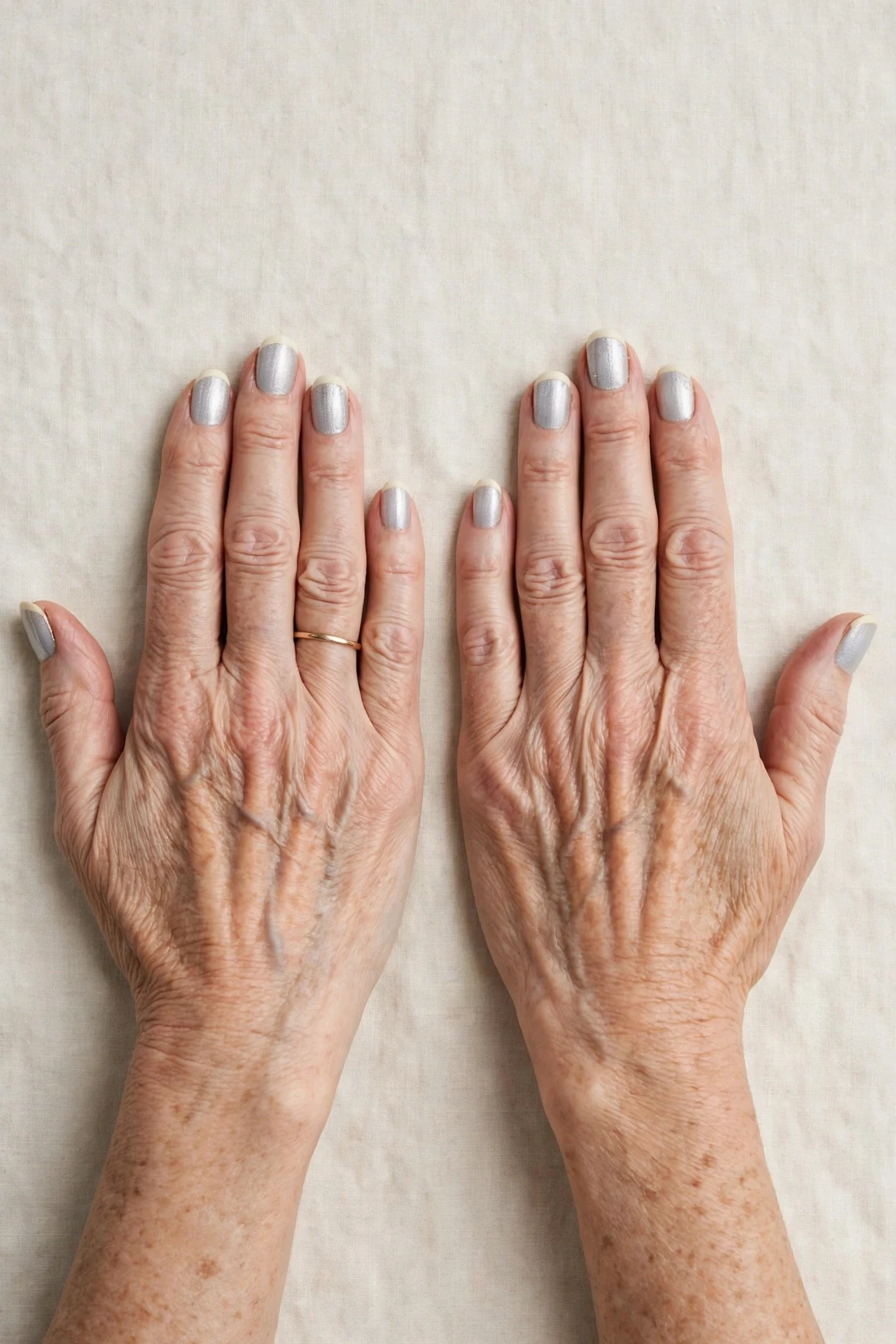 50 Icy Silver Frosted French Nails For Women Over 60 For New Year Celebrations That Are Chic, Warm and Elegant 2 Icy Silver Frosted French Nails with a high-gloss finish and classic cream French tips