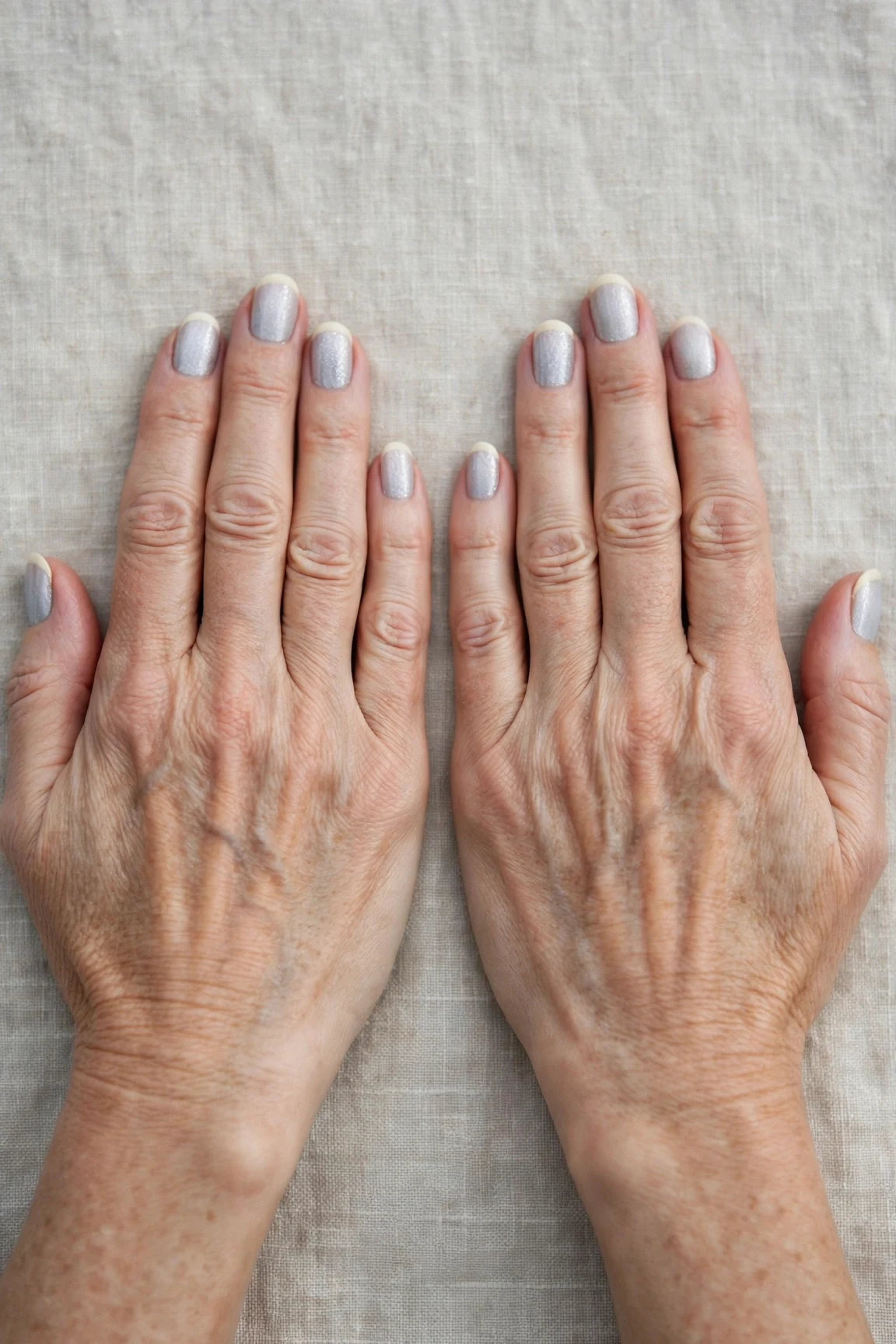 50 Icy Silver Frosted French Nails For Women Over 60 For New Year Celebrations That Are Chic, Warm and Elegant 3 Icy Silver Frosted French Nails with a soft matte finish and classic cream French tips