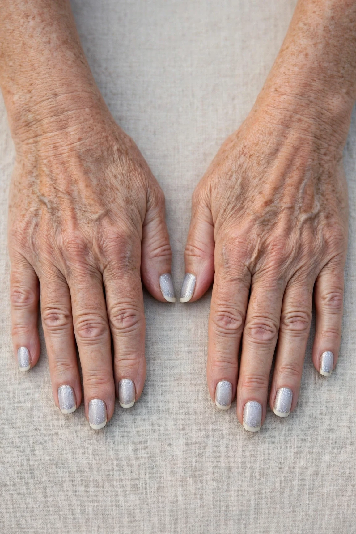 50 Icy Silver Frosted French Nails For Women Over 60 For New Year Celebrations That Are Chic, Warm and Elegant 7 Icy Silver Frosted French Nails with a frosted shimmer finish and classic cream French tips
