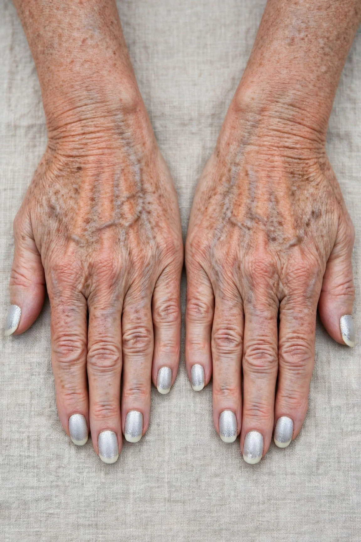 50 Icy Silver Frosted French Nails For Women Over 60 For New Year Celebrations That Are Chic, Warm and Elegant 8 Icy Silver Frosted French Nails with a glitter gradient finish and classic cream French tips