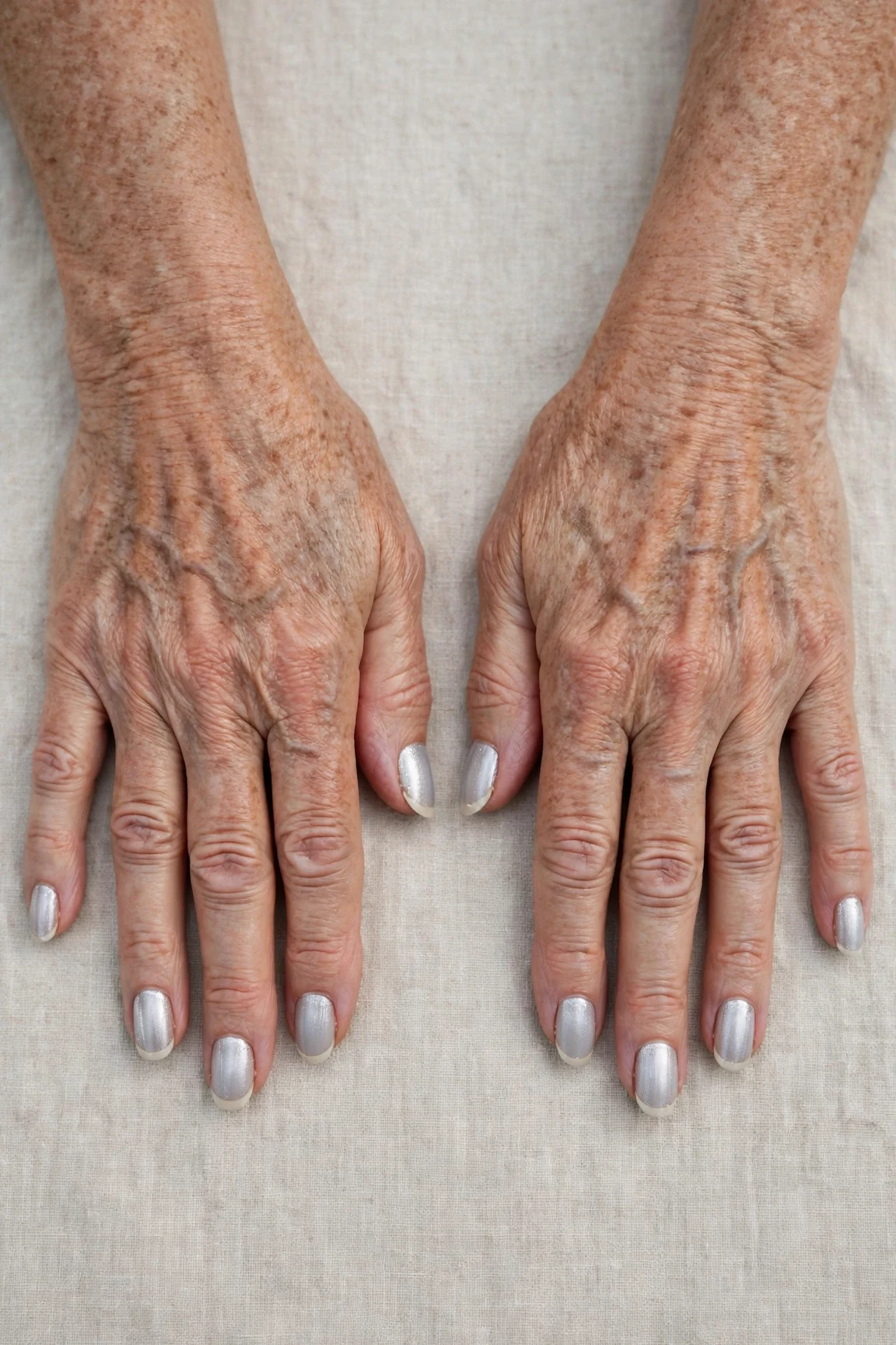 50 Icy Silver Frosted French Nails For Women Over 60 For New Year Celebrations That Are Chic, Warm and Elegant 10 Icy Silver Frosted French Nails with a satin finish and classic cream French tips