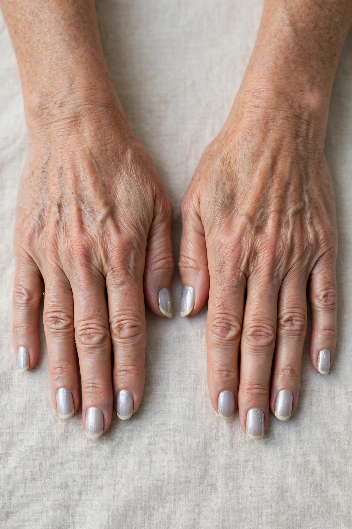 50 Icy Silver Frosted French Nails For Women Over 60 For New Year Celebrations That Are Chic, Warm and Elegant 11 Icy Silver Frosted French Nails with a glassy gel finish and classic cream French tips