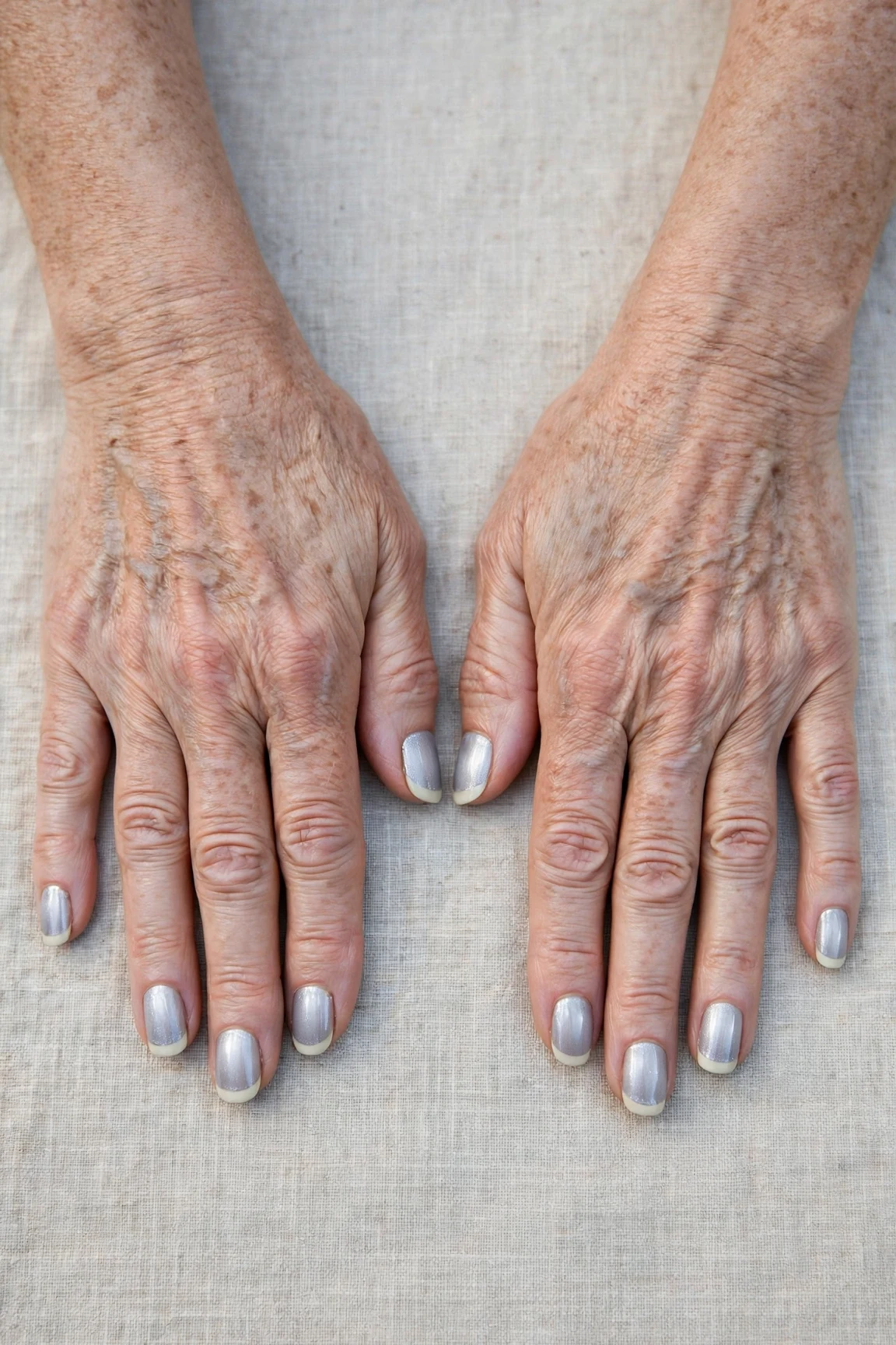 50 Icy Silver Frosted French Nails For Women Over 60 For New Year Celebrations That Are Chic, Warm and Elegant 13 Icy Silver Frosted French Nails with a deep glossy shine and classic cream French tips