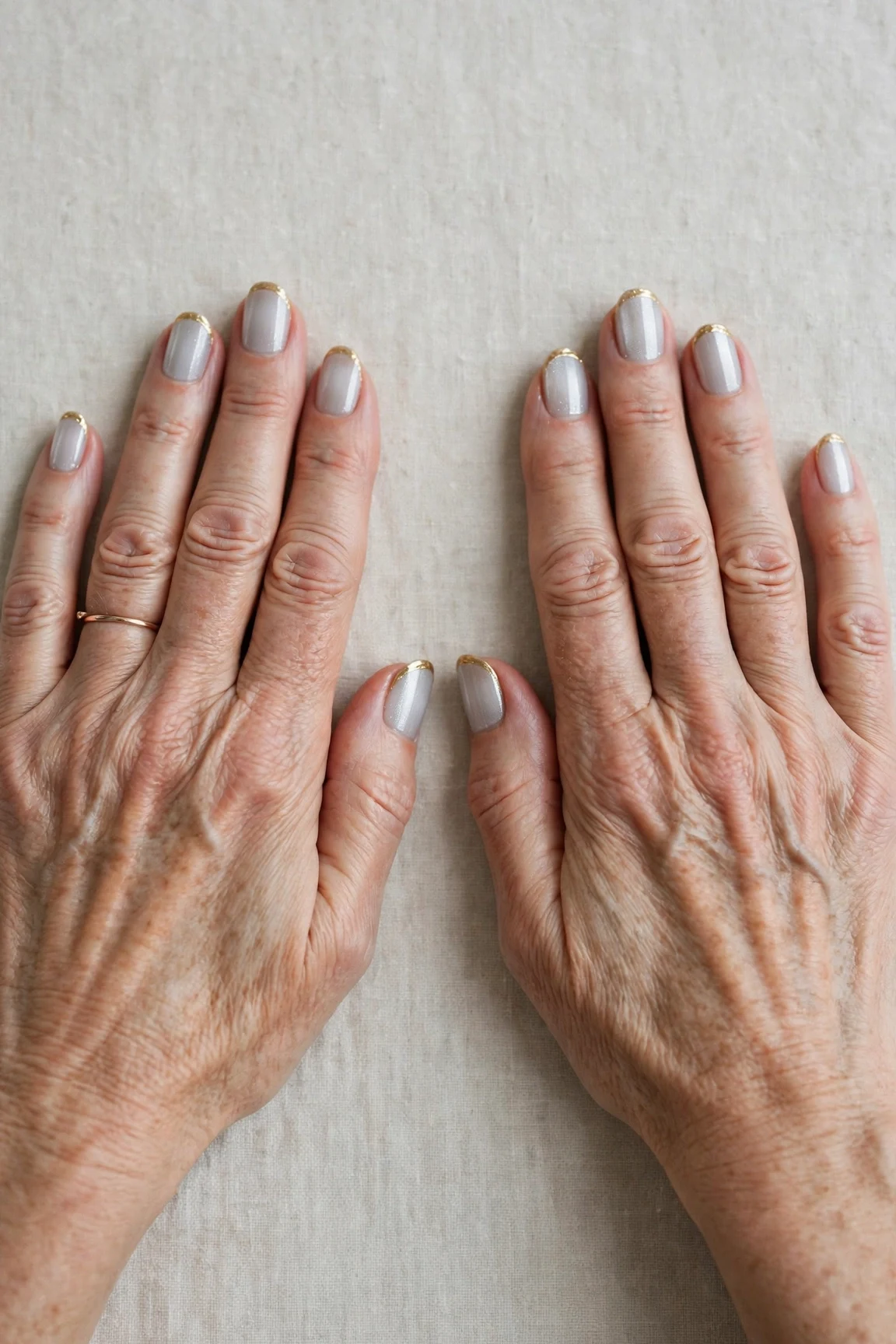 50 Icy Silver Frosted French Nails For Women Over 60 For New Year Celebrations That Are Chic, Warm and Elegant 18 Icy Silver Frosted French Nails with a sheer jelly finish and gold French tips